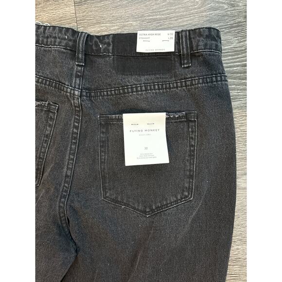 NWT Flying Monkey Ultra High Rise Straight Jeans Black Size 32 - Picture 5 of 5